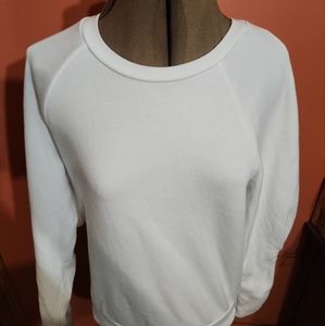 Express Womens White Sweater with bubble sleeves Very Soft Size Small